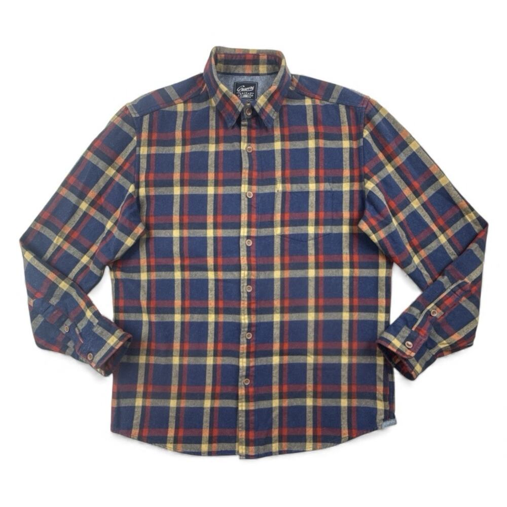 Grayers Heritage Flannel Shirt Mens Large Blue Red Plaid 100% Cotton Button Up